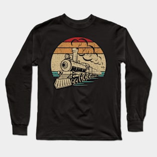 Retro Train Locomotives Lover Conductor Model Railroad Long Sleeve T-Shirt